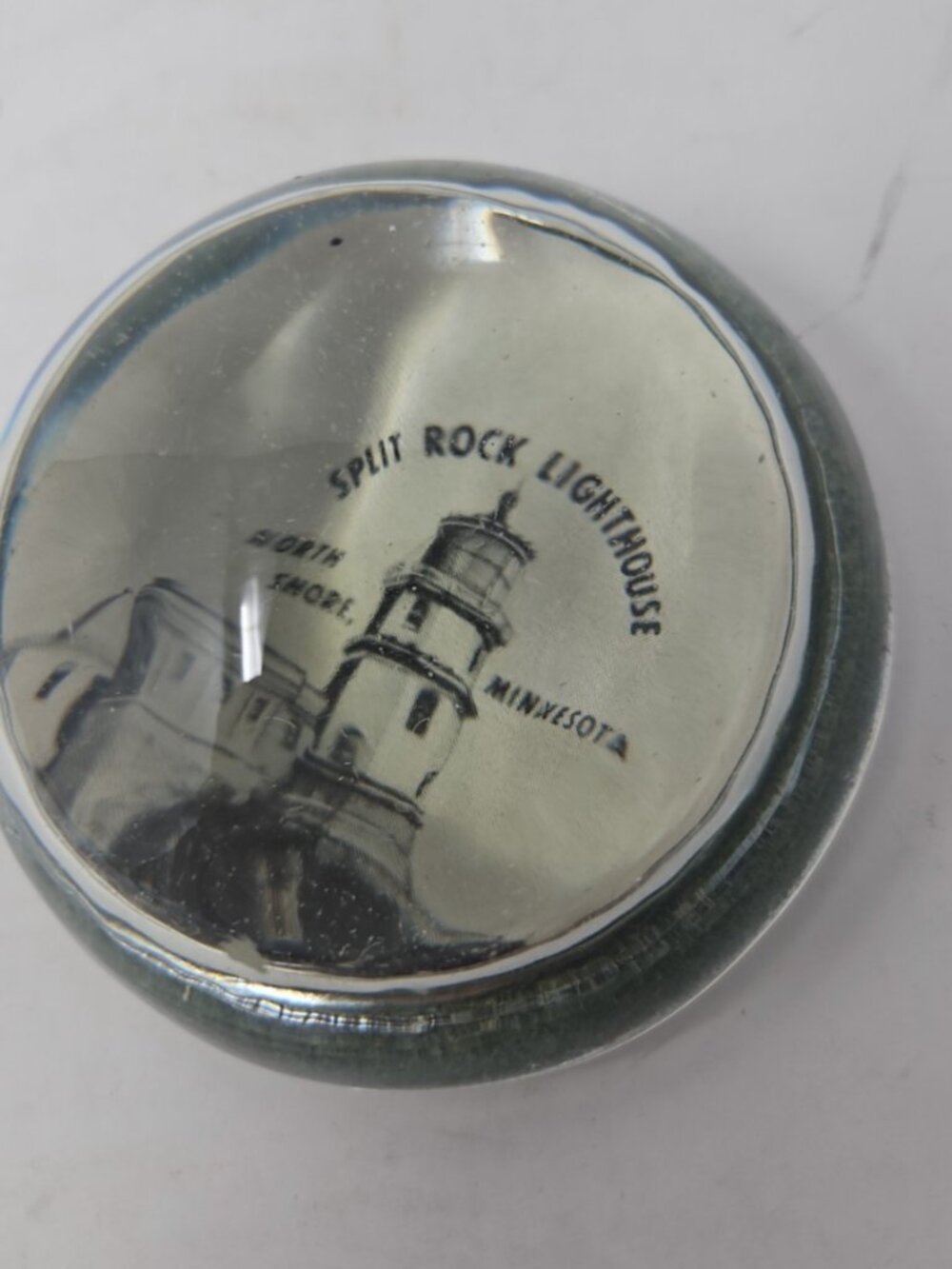 Vintage Albert Dome Magnifier Glass Paperweight Split Rock Lighthouse Minnesota